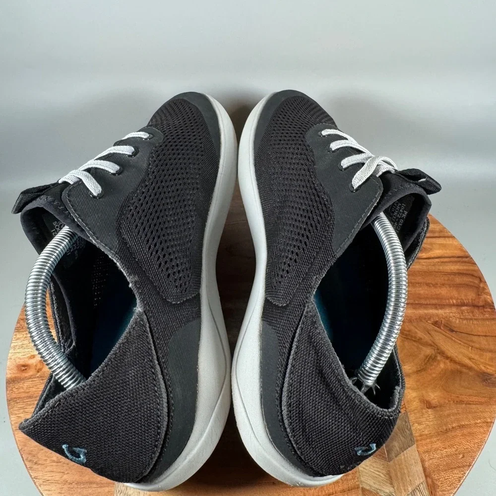 OluKai Moku Pae Mens 10.5 Black White Mesh Boat Shoes Sneakers 10472-40QS